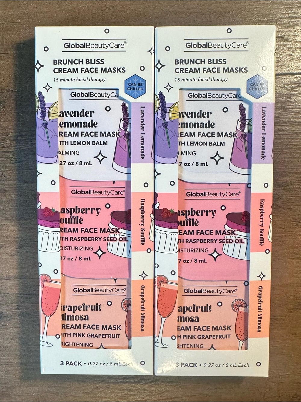 Global Beauty Care 2 Pk Brunch Bliss Cream Face Masks 6 Total Masks NEW SEALED